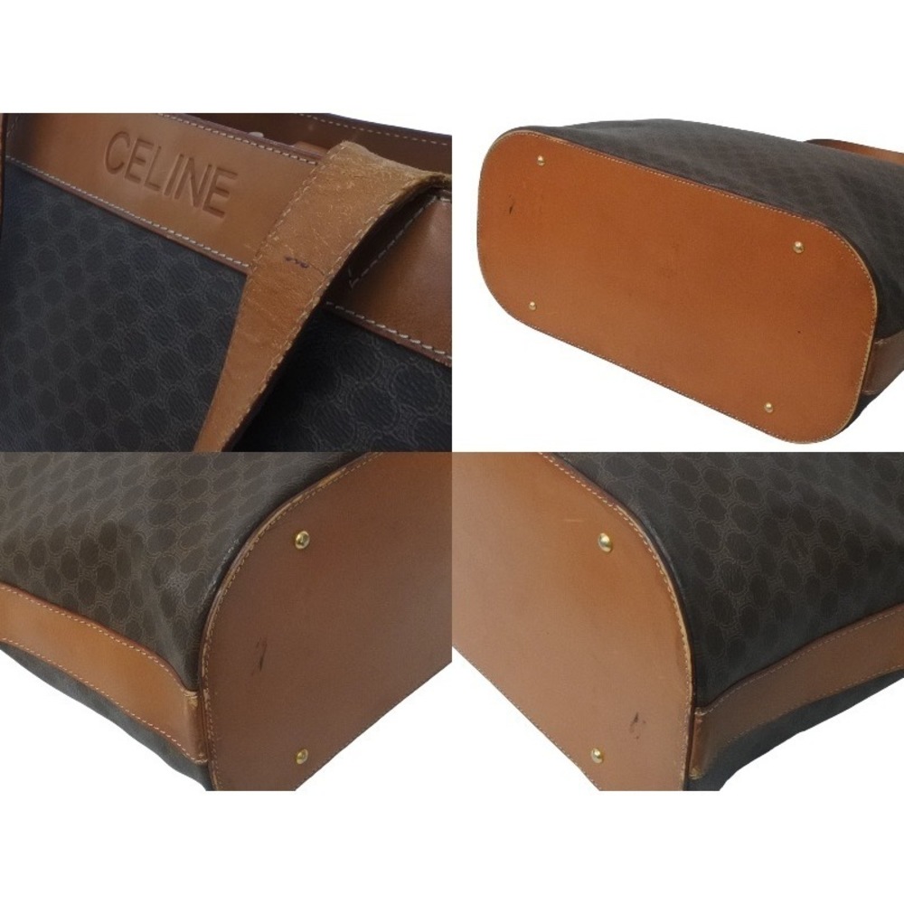 Celine Brown Leather Pattern Bag Macadam Tote - image 8